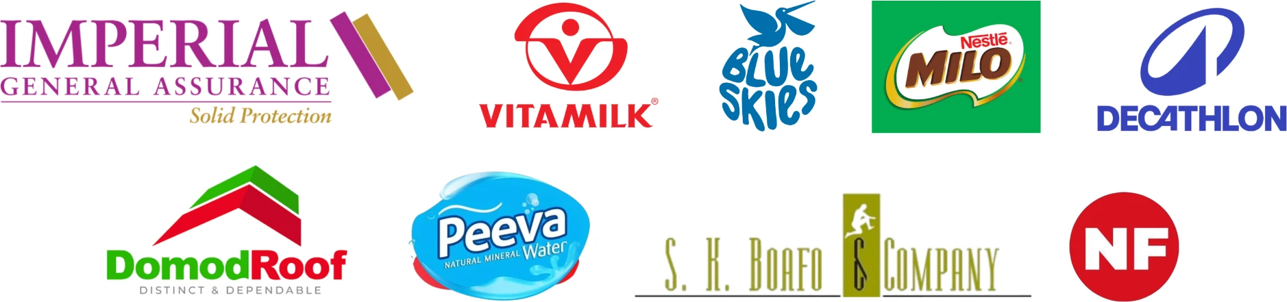 RUN to 70 sponsors: Imperial General Assurance, Vitamilk, Blue Skies, Milo, Decathlon, DomodRoof, Peeva Water, S. K. Boafo & Company and NF